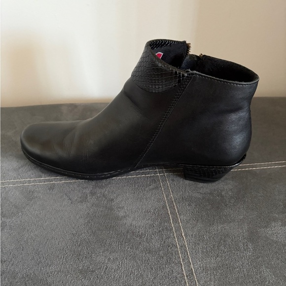 Rieker Black Ankle Boots with Textured Trim - Picture 12 of 14